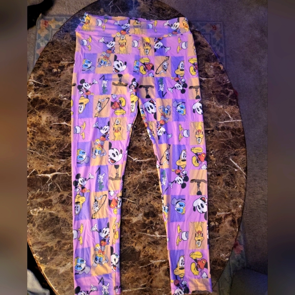 NWT LuLaRoe Disney T/C Pink MICKEY DONALD GOOFY PLUTO Patchwork Leggings UNICORN